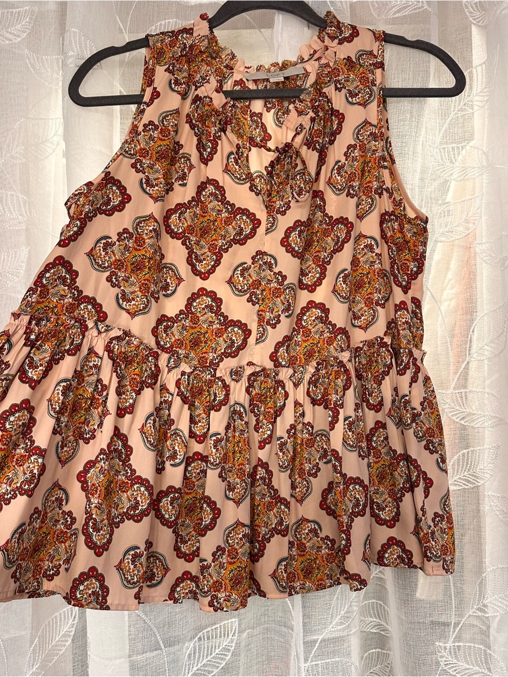 LOFT Pink Paisley-Print Peplum Camisole - Picture 3 of 6